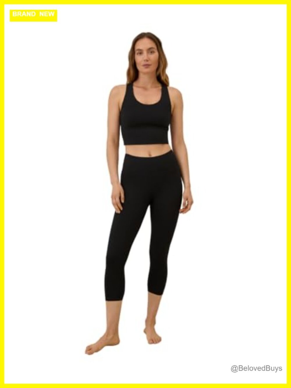 Organic Cotton Cropped Leggings High Rise Elastic Waistband Everyday Yoga